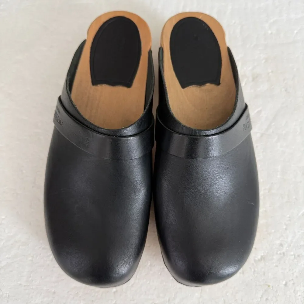 Size 7.5 - New Swedish Hasbeens Swedish Husband Clog Size 38 Women Black - Picture 2 of 11